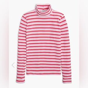J. Crew Factory Striped ribbed-knit mockneck top